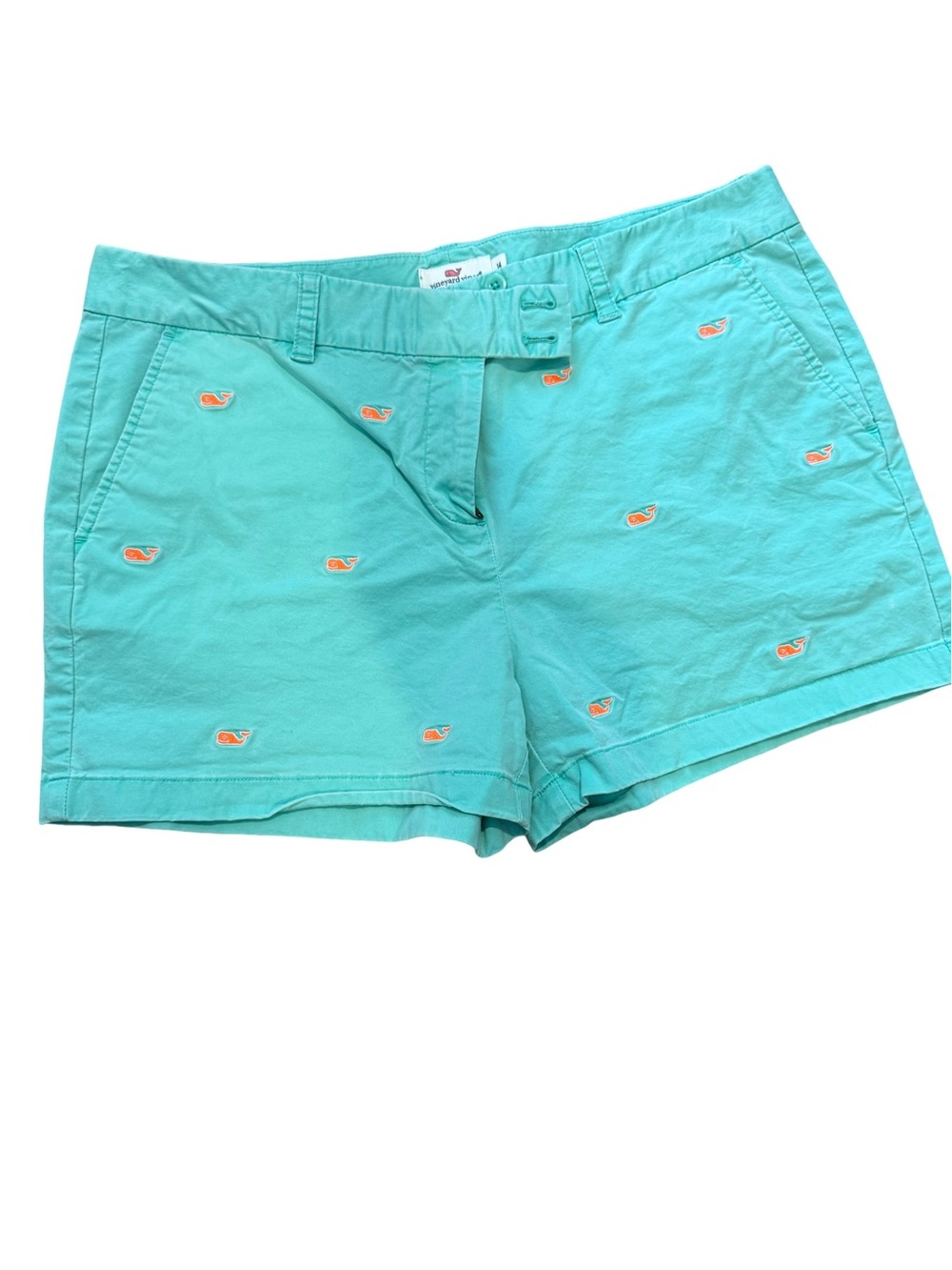 Vineyard Vines Aqua Whale Embroidered Cotton Shorts
